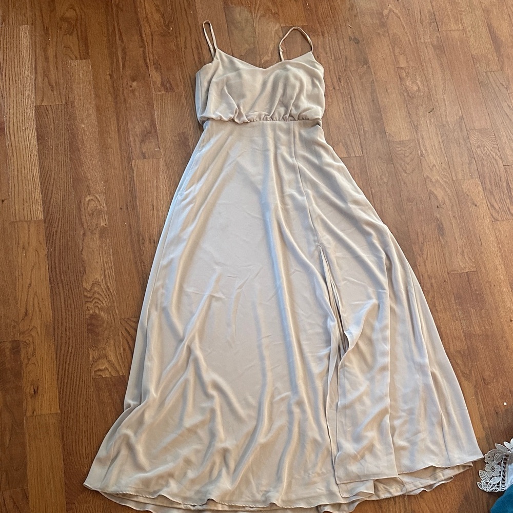 Birdy Grey Elegant Taupe Maxi Dress size small